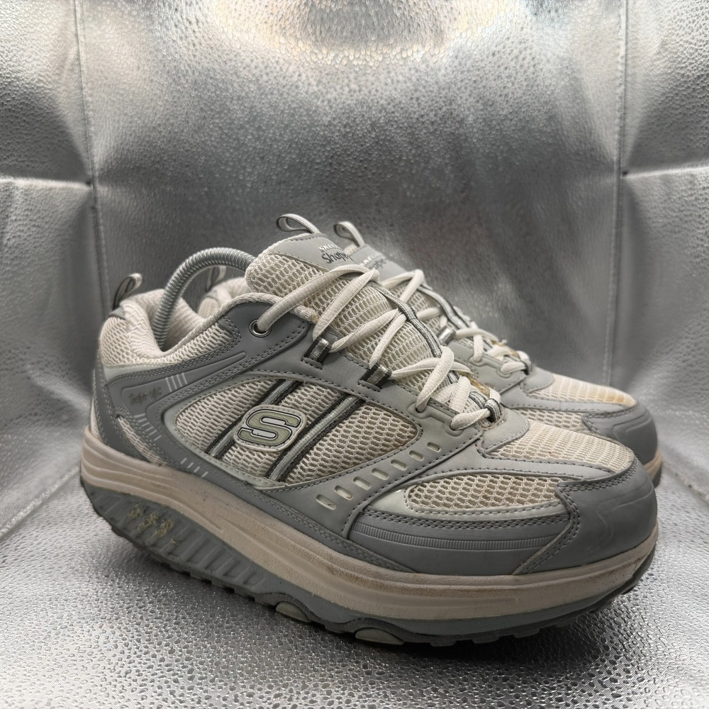 Size 10 Sketchers Shape‎ Ups Gray White Womens Walking Toning Shoes 11814